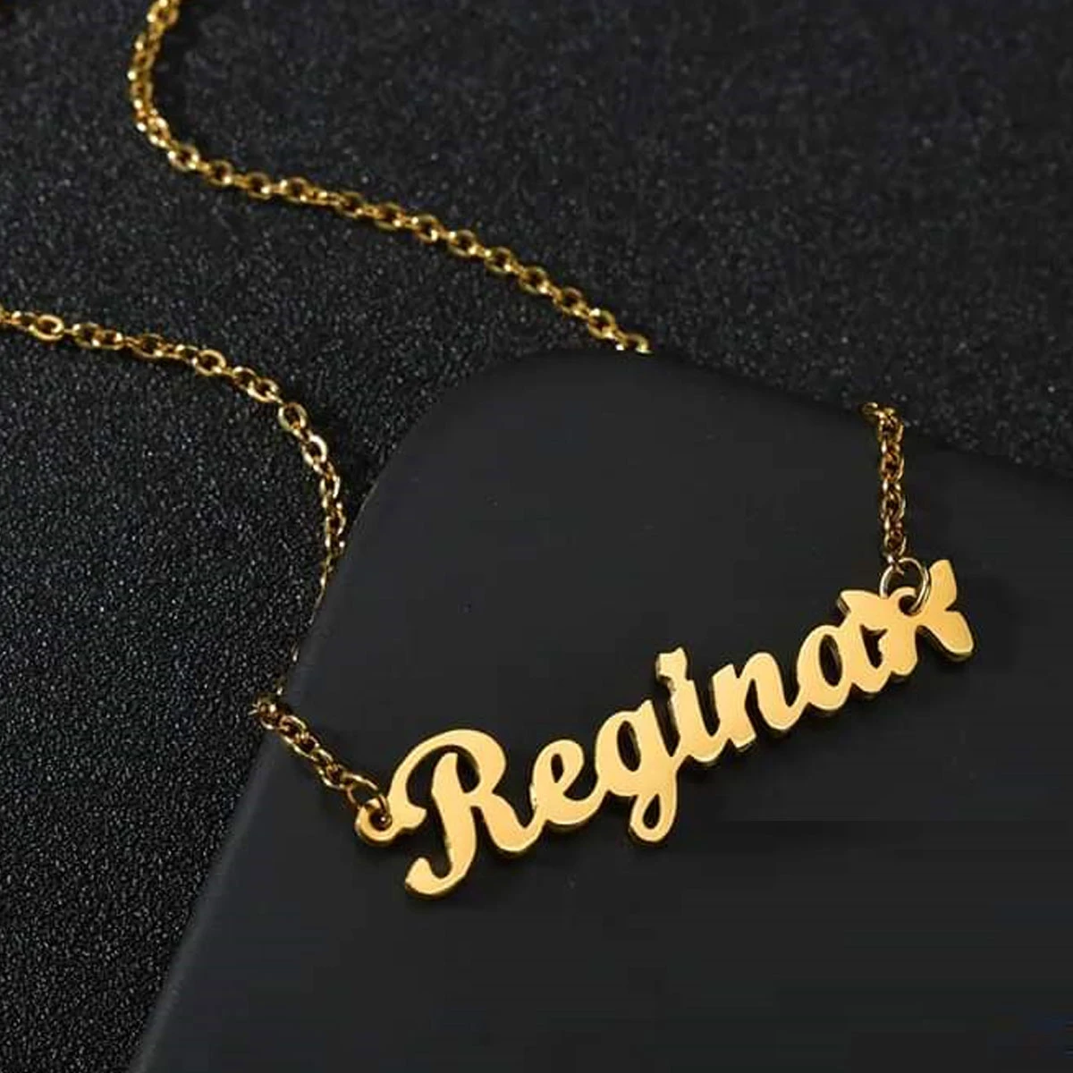 Single Name Necklace (Regina/Papia) With Butterfly shape 22K Gold Plated Customized Necklace