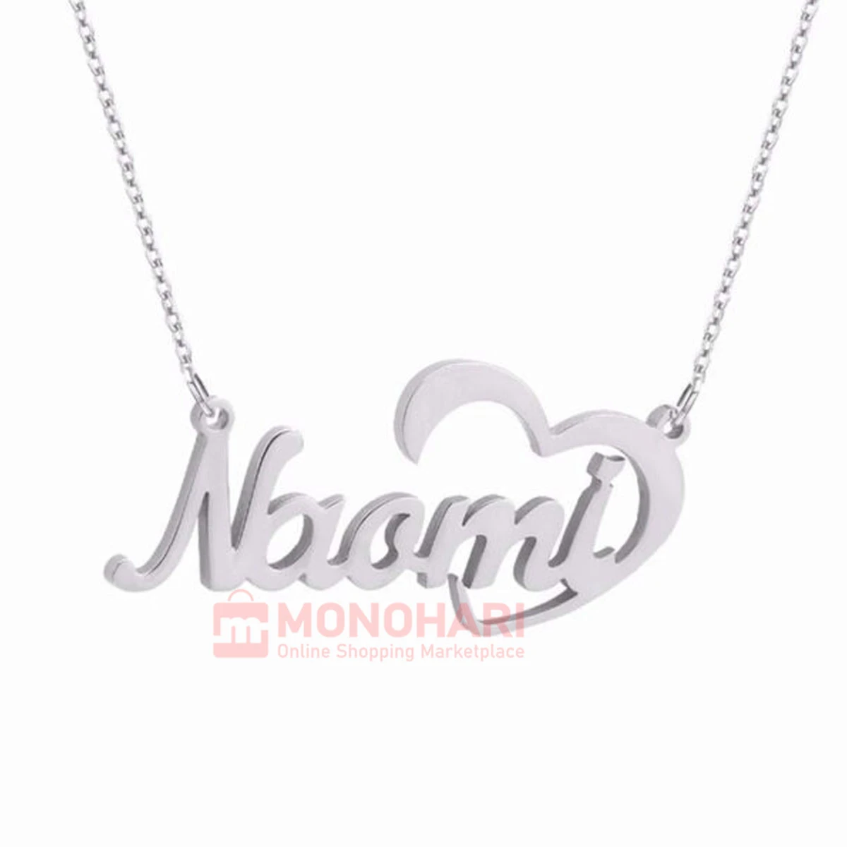 Single Name Necklace (Megan/Naami) With Heart Shape 22K Gold Plated Customized Necklace