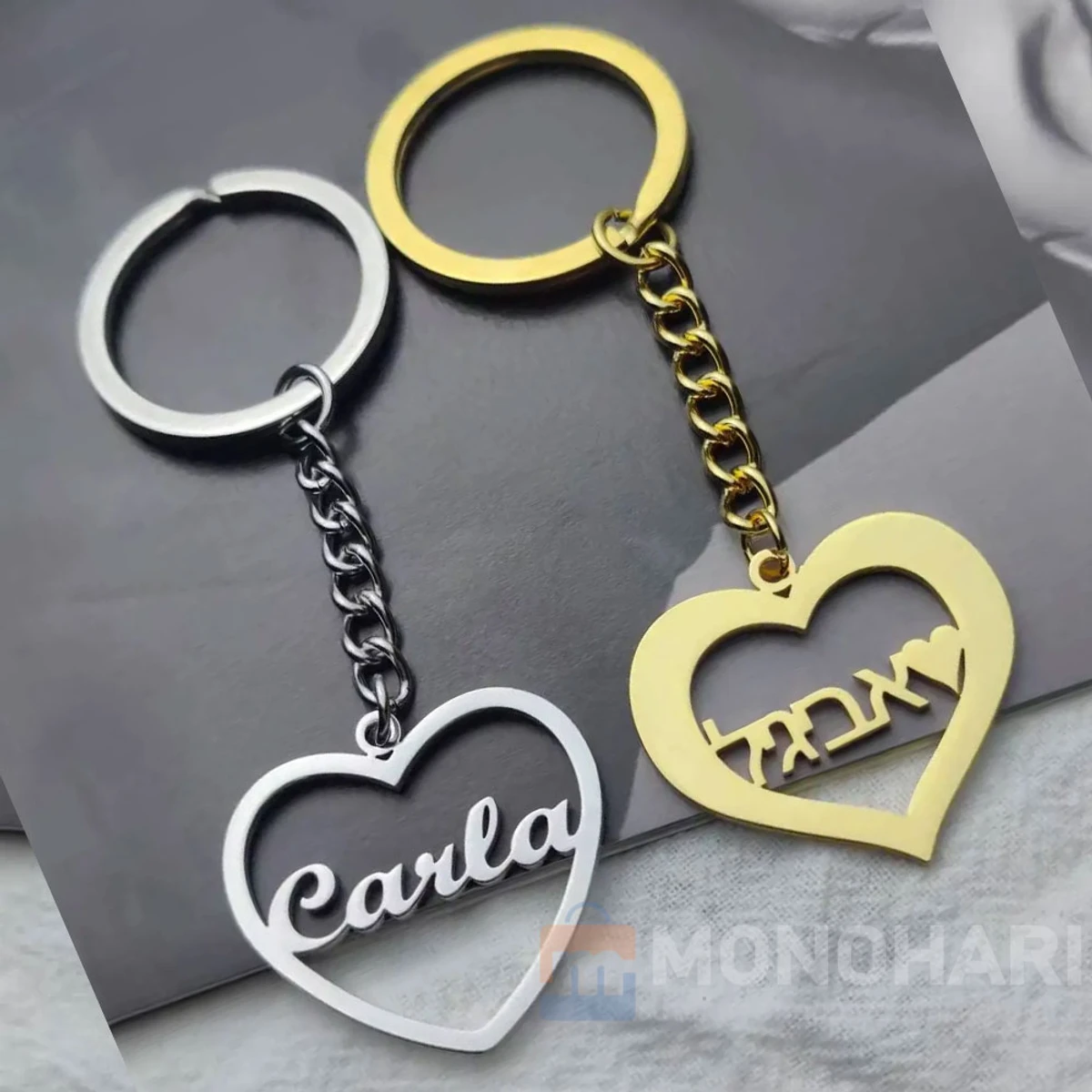 Single Name Key Ring (Babygirl) With Heart Shape 22K Gold Plated Customized Key Ring