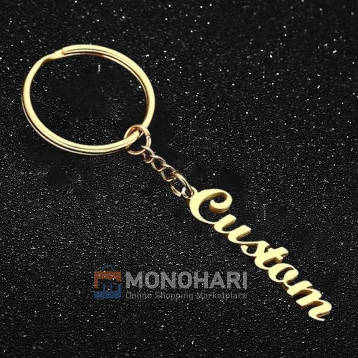 Single Name Key Ring (Custom) Simple Text 22K Gold Plated Customized Key Ring