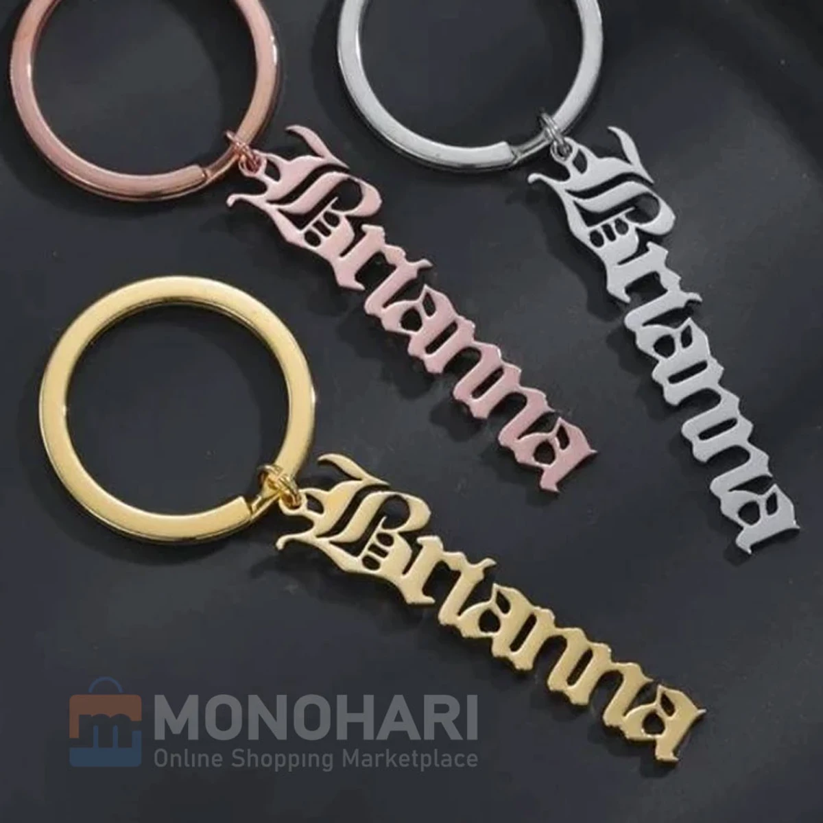 Single Name Key Ring (Brianna) NYT Font 22K Gold Plated Customized Key Ring
